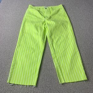 Victor Glemaud Target Womens Jeans 4 Green Pinstriped Denim Straight Cropped‎